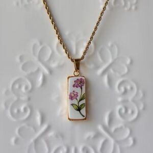 Pink Flower Necklace | Repurposed Vintage Jewelry